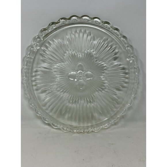 Vintage Indiana Glass Flower Starburst  #3355 Clear Glass Cake Plate 11.5” - Picture 6 of 11